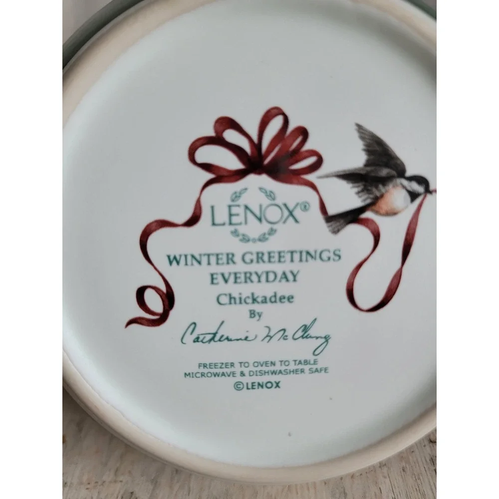 Lenox winter greetings everyday chickadee vintage bowl collectible Xmas